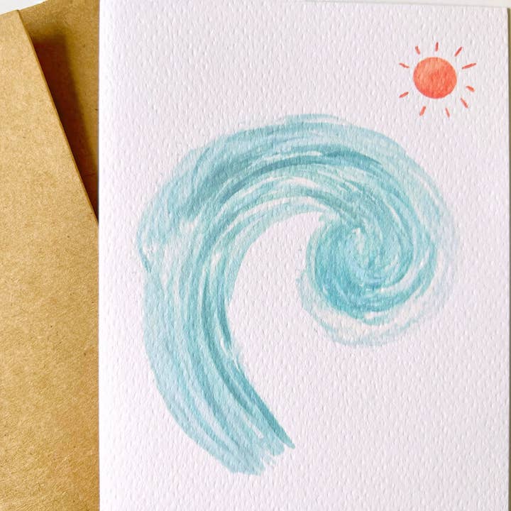 Ellamoonart - Vendita all'ingrosso Biglietti di auguri generici - Biglietto di auguri Wave Watercolor | Articoli di cancelleria |2