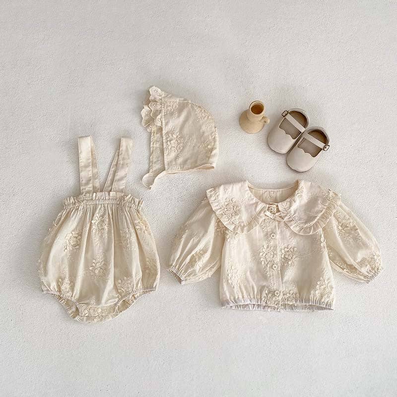 MyKids-USA® - Wholesale Clothing Set - Baby - Arrival Summer Baby Kids Girls Solid Color Floral Embroidery Dress, Shirt And Overalls bodysuit – Sister Matching Set2