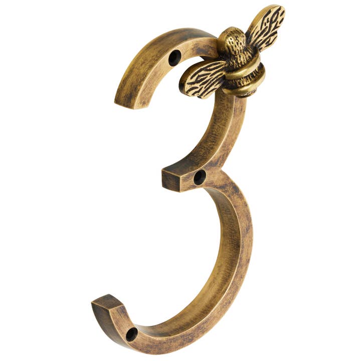 Brass bee - Wholesale Wall hook - Brass bee Premium House Numbers with Bee in Heritage Finish4