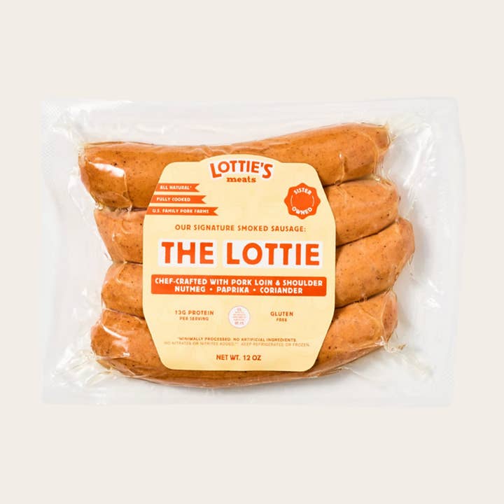 The Lottie, Fully Cooked Pork Sausage. Our "Big Kid Hot Dog" for wholesale by Lottie's Meats