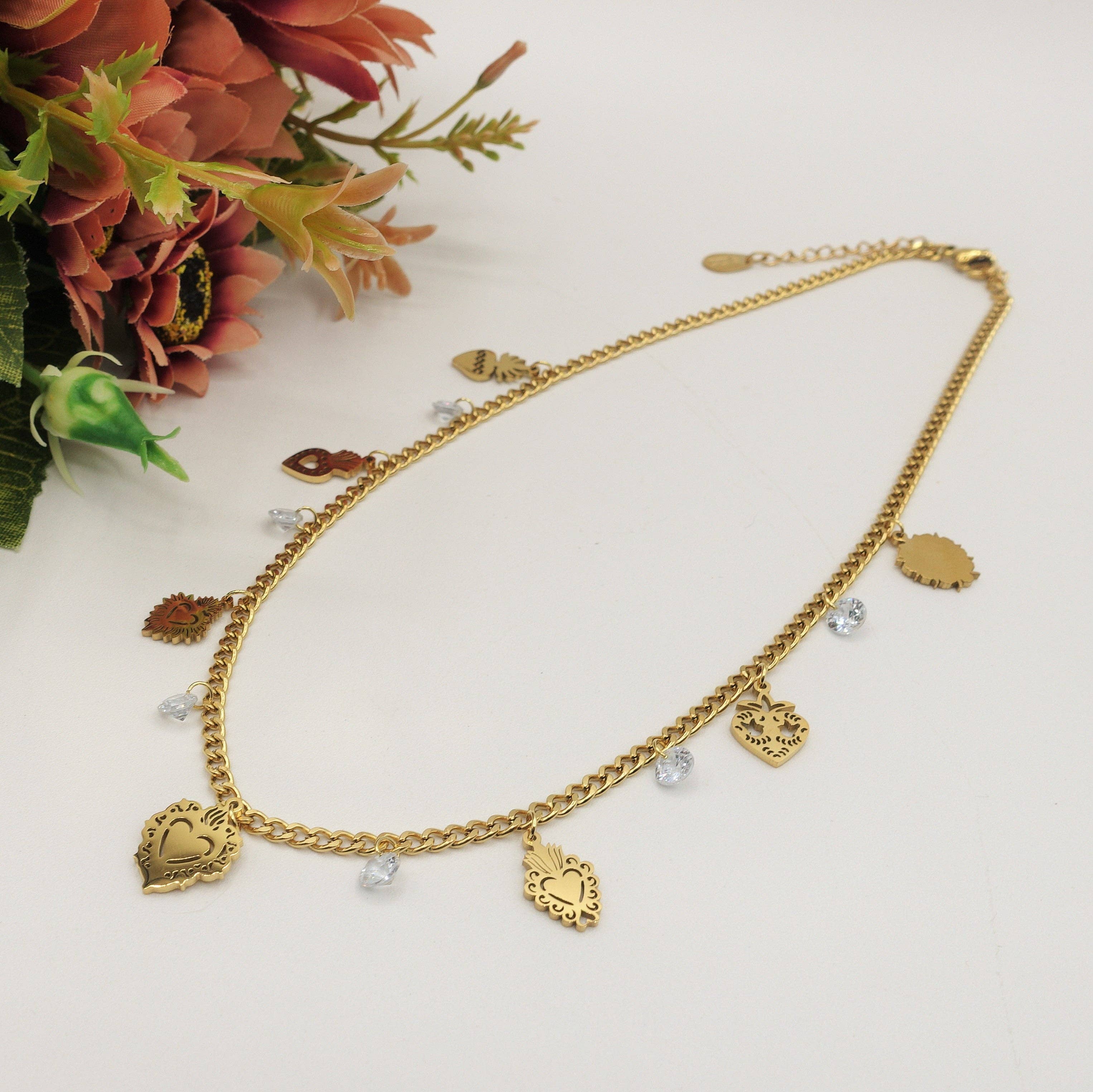 Daemon srls – Engroshandel Halskæde med vedhæng – SACRED ~ halskæde i rustfrit stål med hellige hjerter2