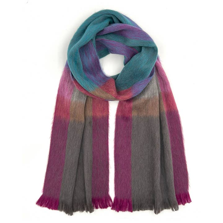 Alpaca Plaid Scarf - Kaleidoscope for wholesale by Shupaca Alpaca