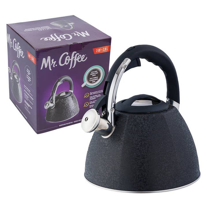 Deluxe Import Trading - Wholesale Kettle - Mr. Coffee Whistling Tea Kettle - 3 Quart Black
