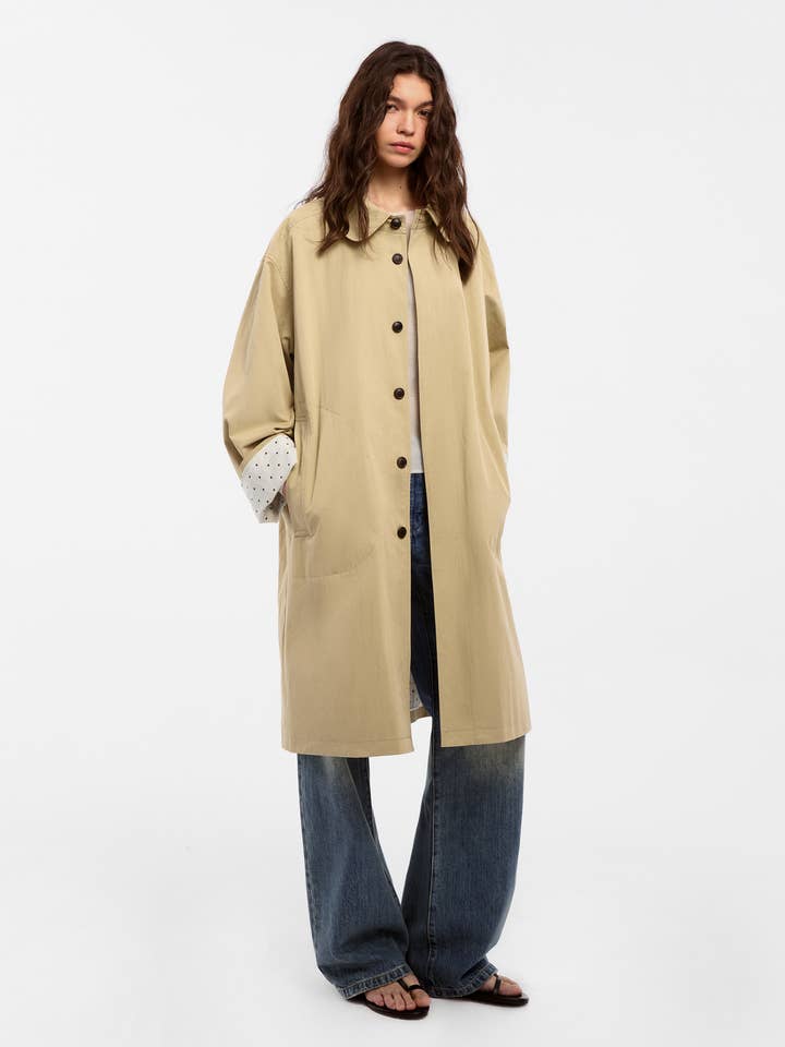 CUBIC Polka Dot Design Patchwork Trench Coat for wholesale by CUBIC