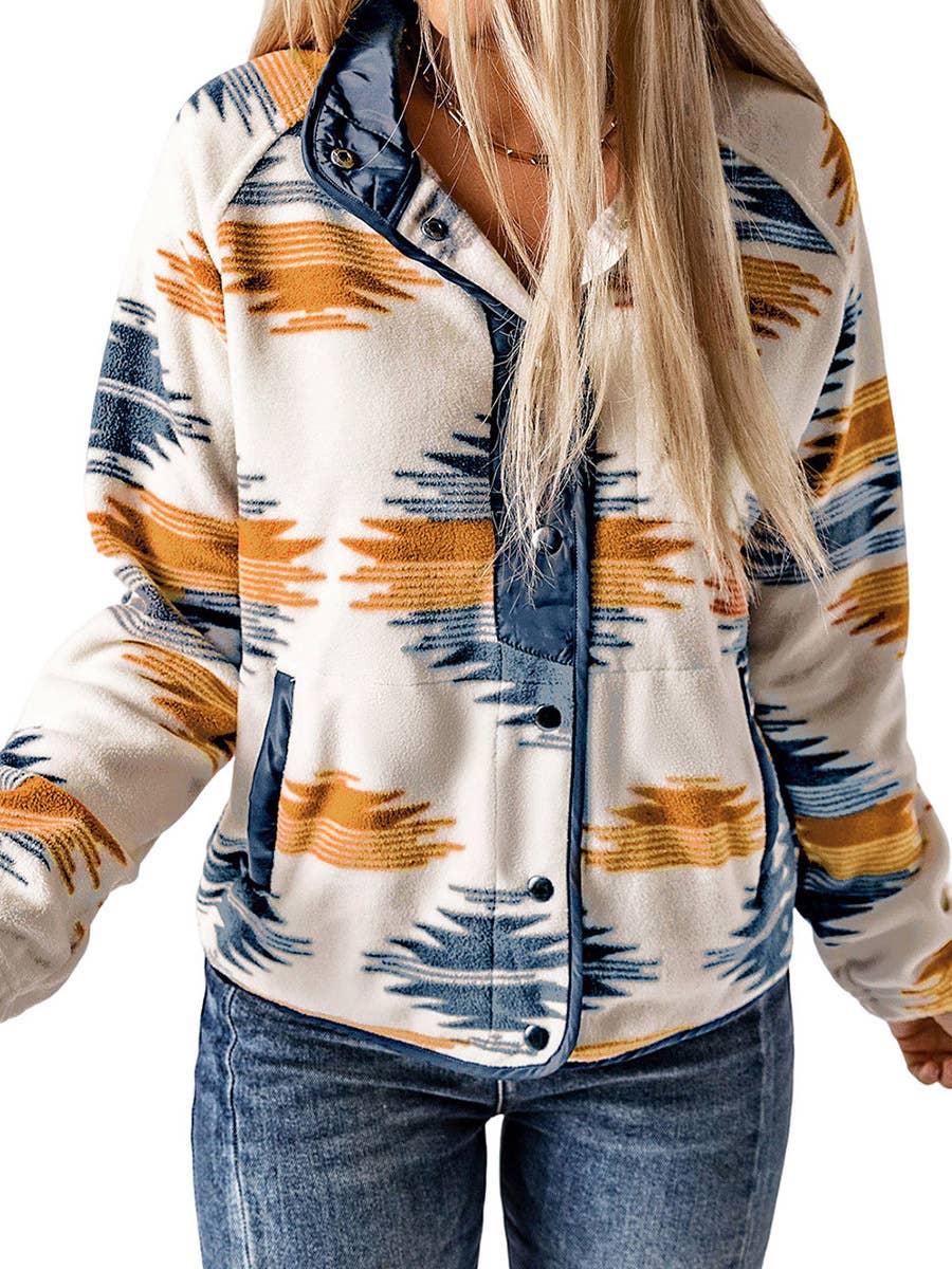 Lily Clothing - Wholesale Jacket - Women's - ETHNIC PRINT STYLISH CONTRASTING COLOR JACKET1