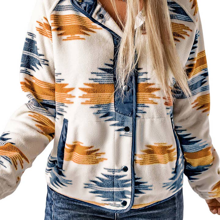 Lily Clothing - Wholesale Jacket - Women's - ETHNIC PRINT STYLISH CONTRASTING COLOR JACKET1