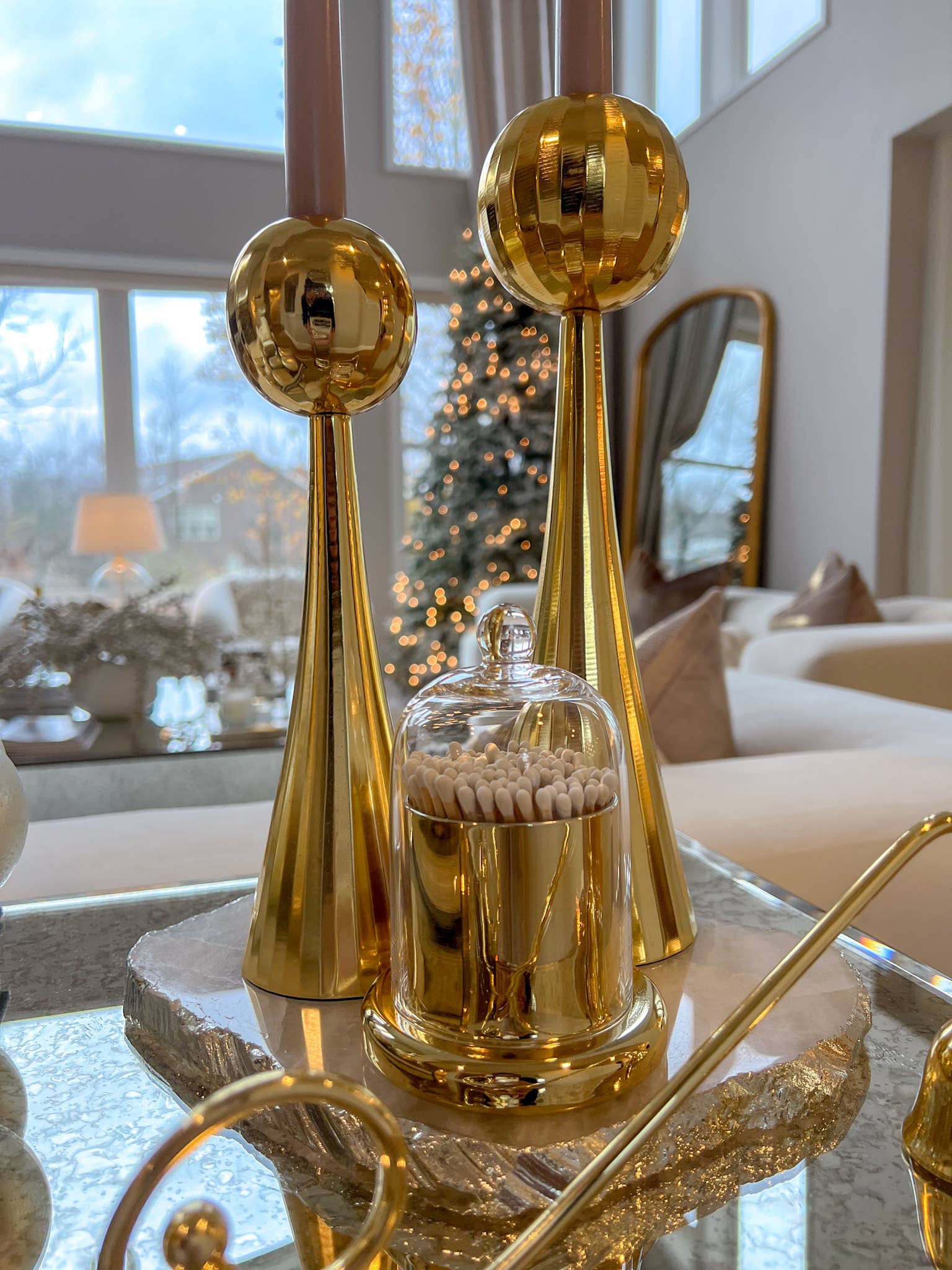 VIVIENCE - Wholesale Match Holder - Match Holder Jar with Gold/Smoked Base2