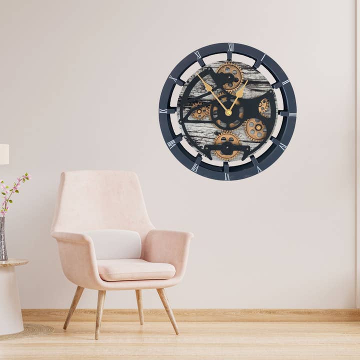 The Gears Clock - Wholesale Wall Clock - CANADA LINE WALL-DESK CLOCK 16 INCH GREY&WHITE2