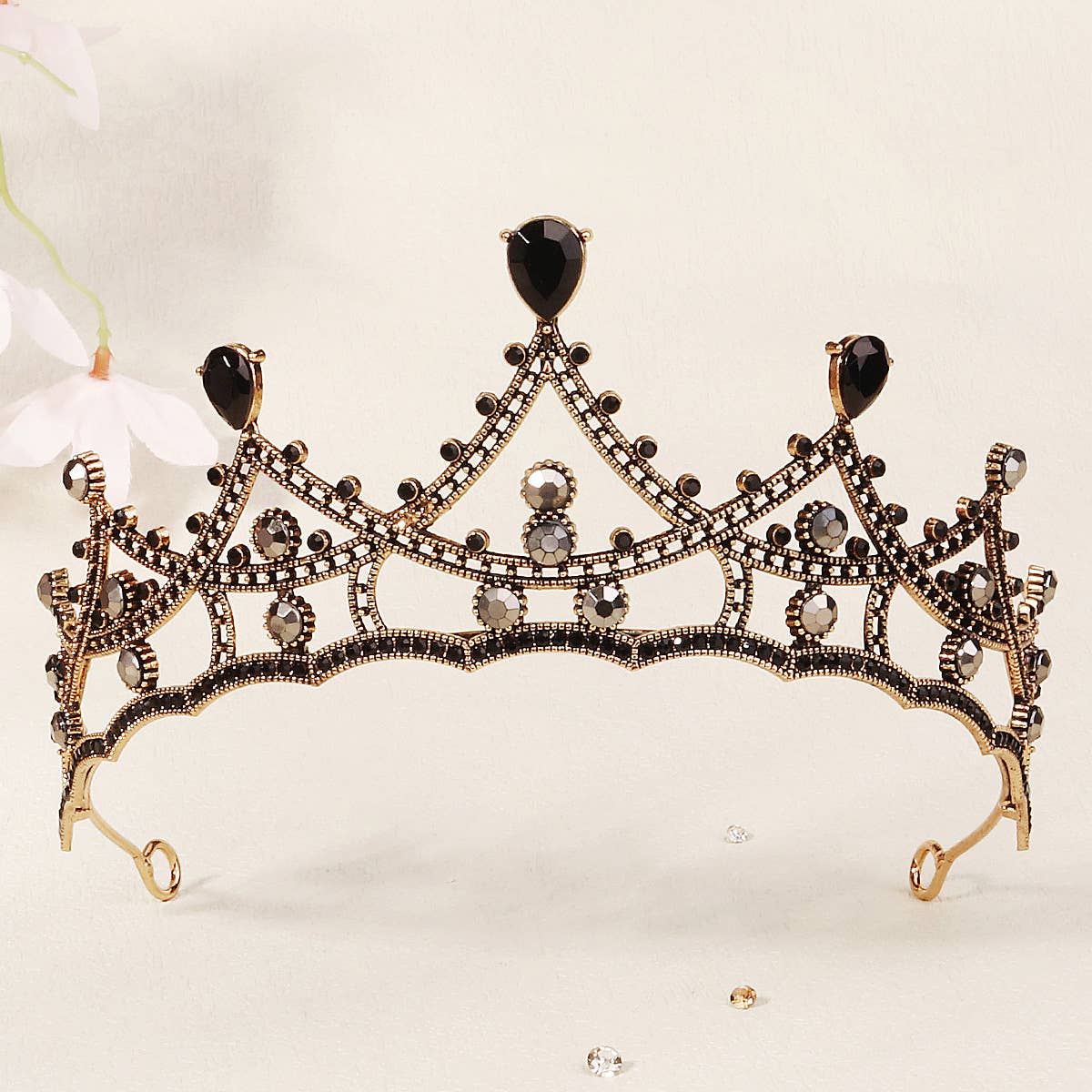 Tourtiwi - Wholesale Tiara - Women's - Obsidian Tiara Rhinestone Alloy Headdress Black Crown21