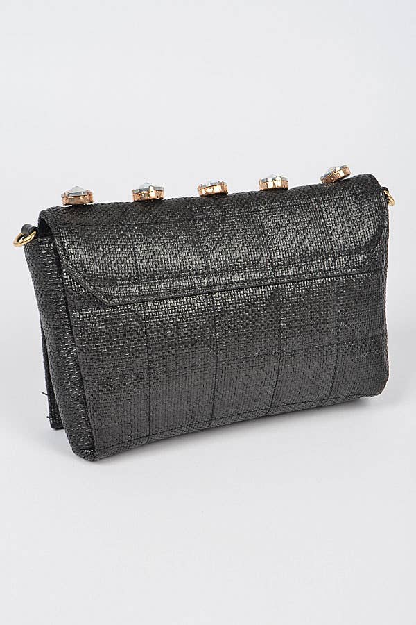 Shop Neighbors - Wholesale Crossbody Bag - Women's - Linen Crossbody Bag W/Big Rhinestone3