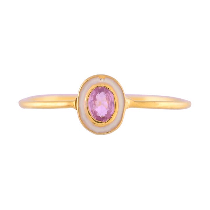 Bague en vermeil d'argent émaillé tourmaline, cadeau minimal essentiel pour la vente par Misteerious Seed