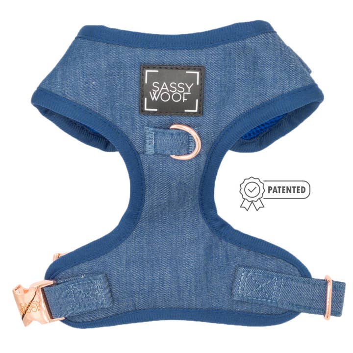 Dog Adjustable Harness - Denim for wholesale by SASSY WOOF