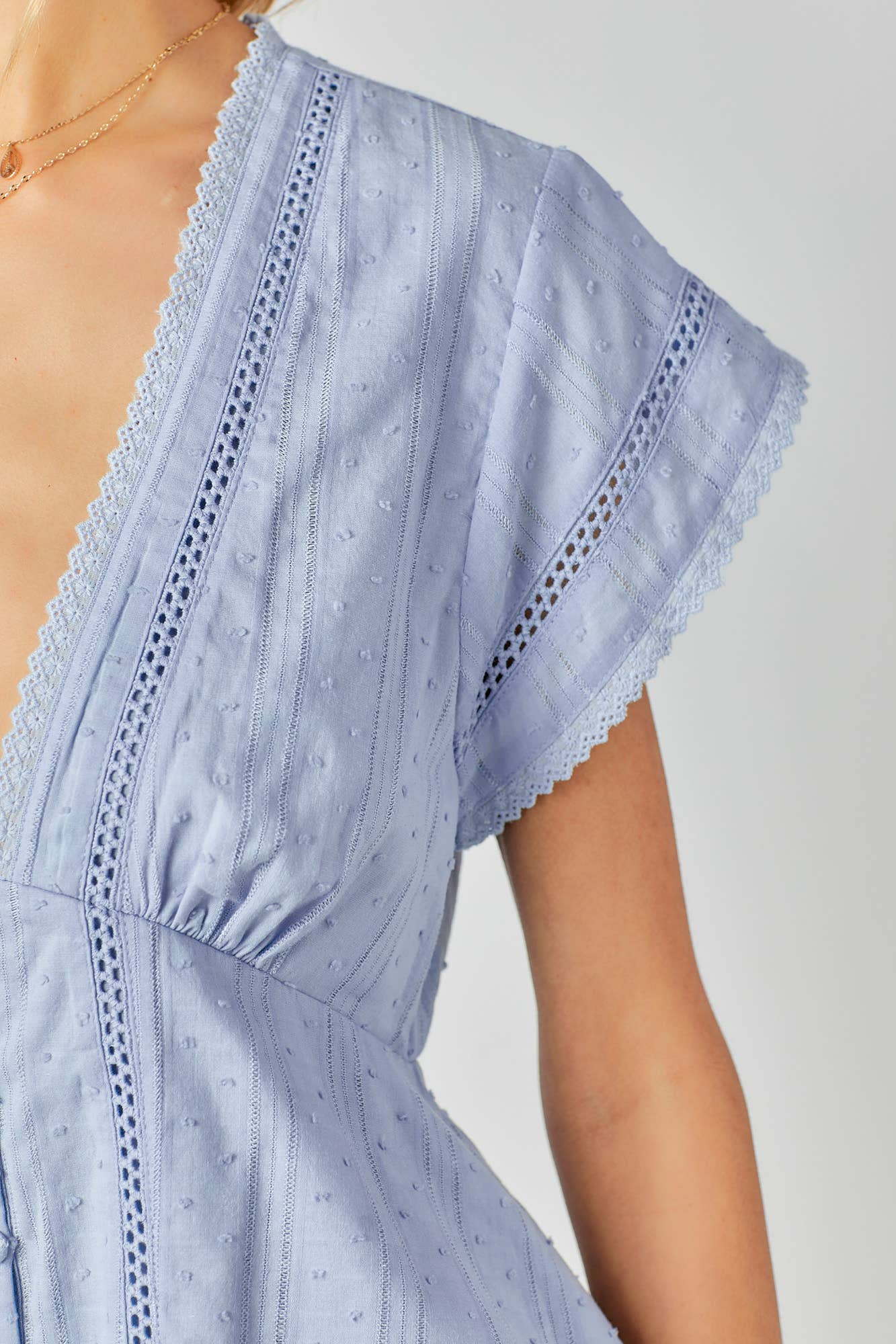 BABY PINK - Wholesale Knit Top - Women's - Lace Combo Peplum Top0