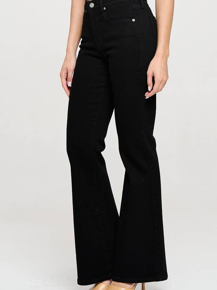 Sneak Peek - Wholesale Jeans - Women's - MID RISE ULTRA STRETCH FLARE IN BLACK SP-P12821BK