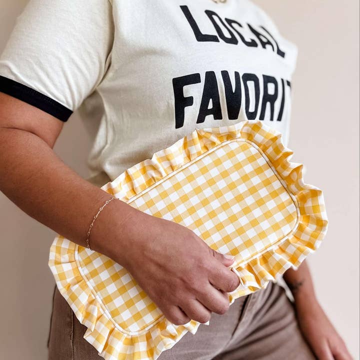 Mugsby - Wholesale Makeup/Cosmetic Bag - Gingham Frilly Makeup Bags, Makeup Bags, Summer Bag