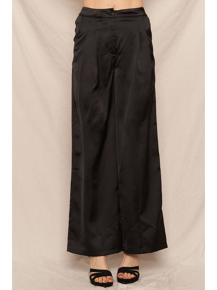 En Crème - Wholesale Pants - Women's - Satin Wide Leg Pants
