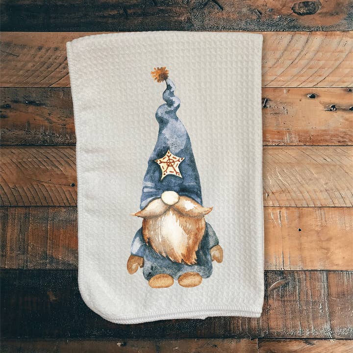 Blue Winter Gnome Towel for wholesale by The Adorned Willows Marketplace LLC