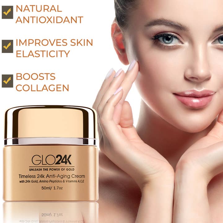 GLO24K - Wholesale Anti-Aging Moisturizer - Timeless 24k Anti-Aging Cream with 24k Gold & Amino Peptides4