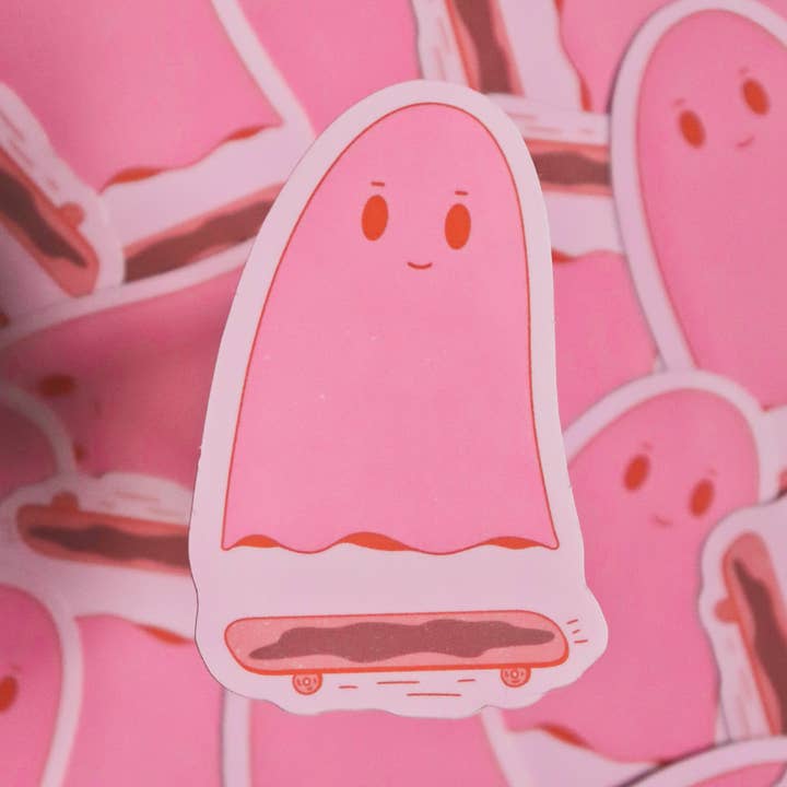 Day Dreamer Studios - Wholesale Sticker - Skateboarding Ghostie | Glossy Waterproof Vinyl Sticker0