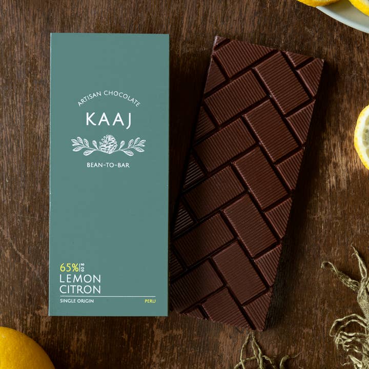 Lemon 65% Dark Peru for wholesale by Kaaj Artisan Chocolate