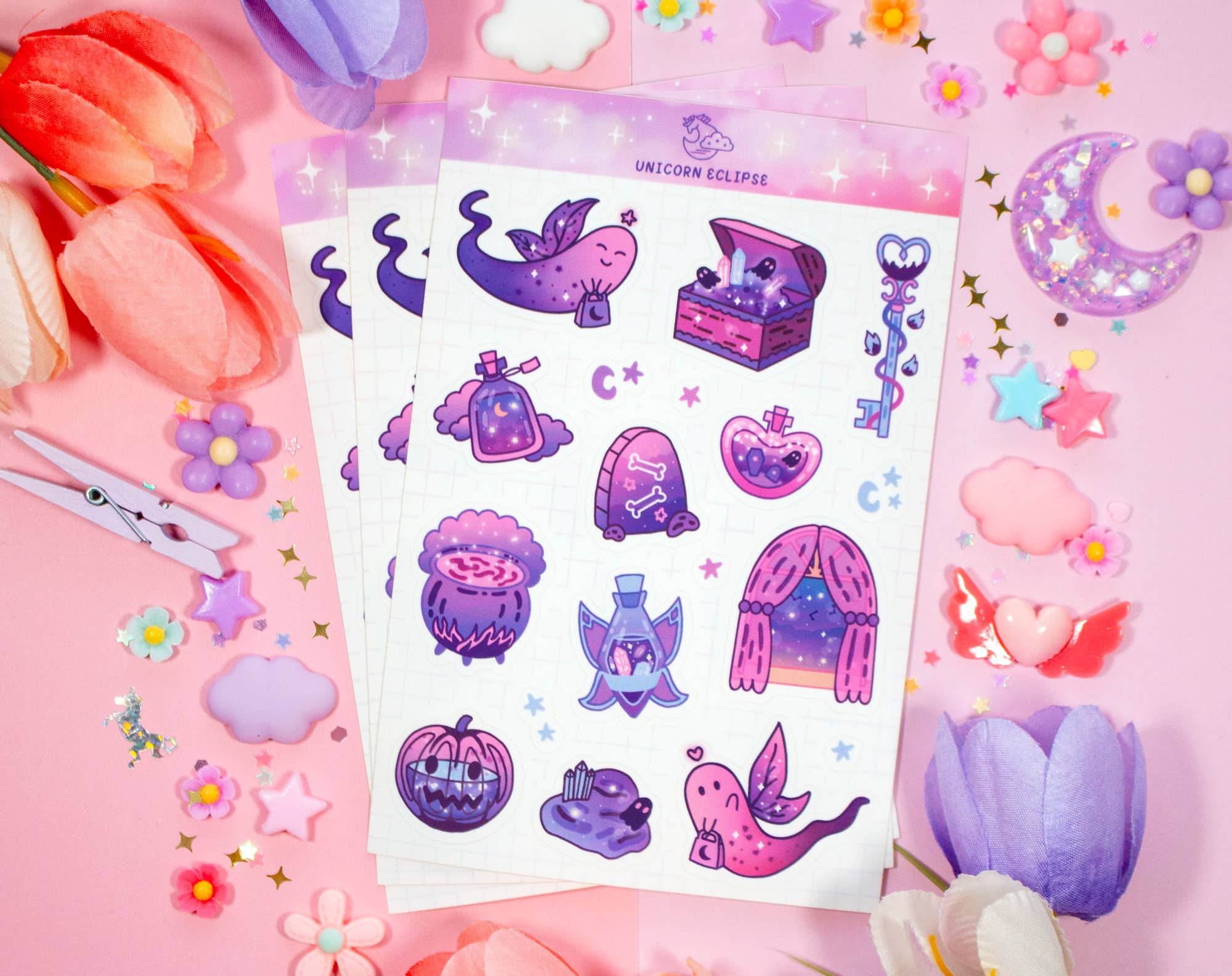 Unicorn Eclipse - Wholesale Sticker - Halloween Forever Sticker Sheet1