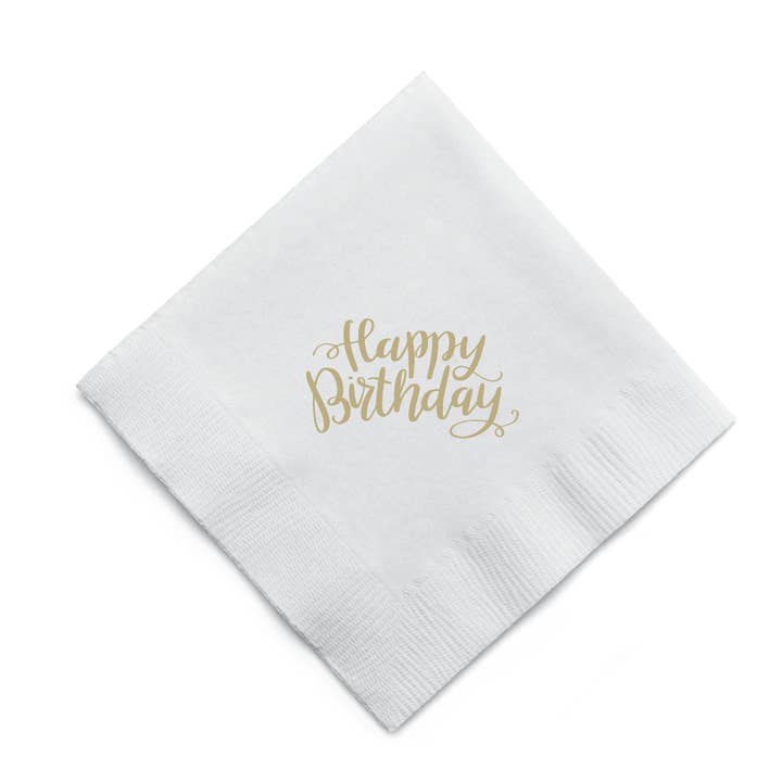 Happy Birthday Script Cocktail Napkins for wholesale by MADdesign