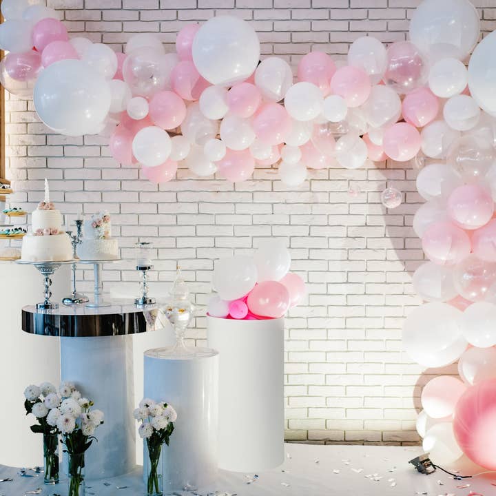 Portofino International Trading, USA - Wholesale Retailer Display - Home & Living - Metal Cylinder Pedestals Display 5pc/set - White5