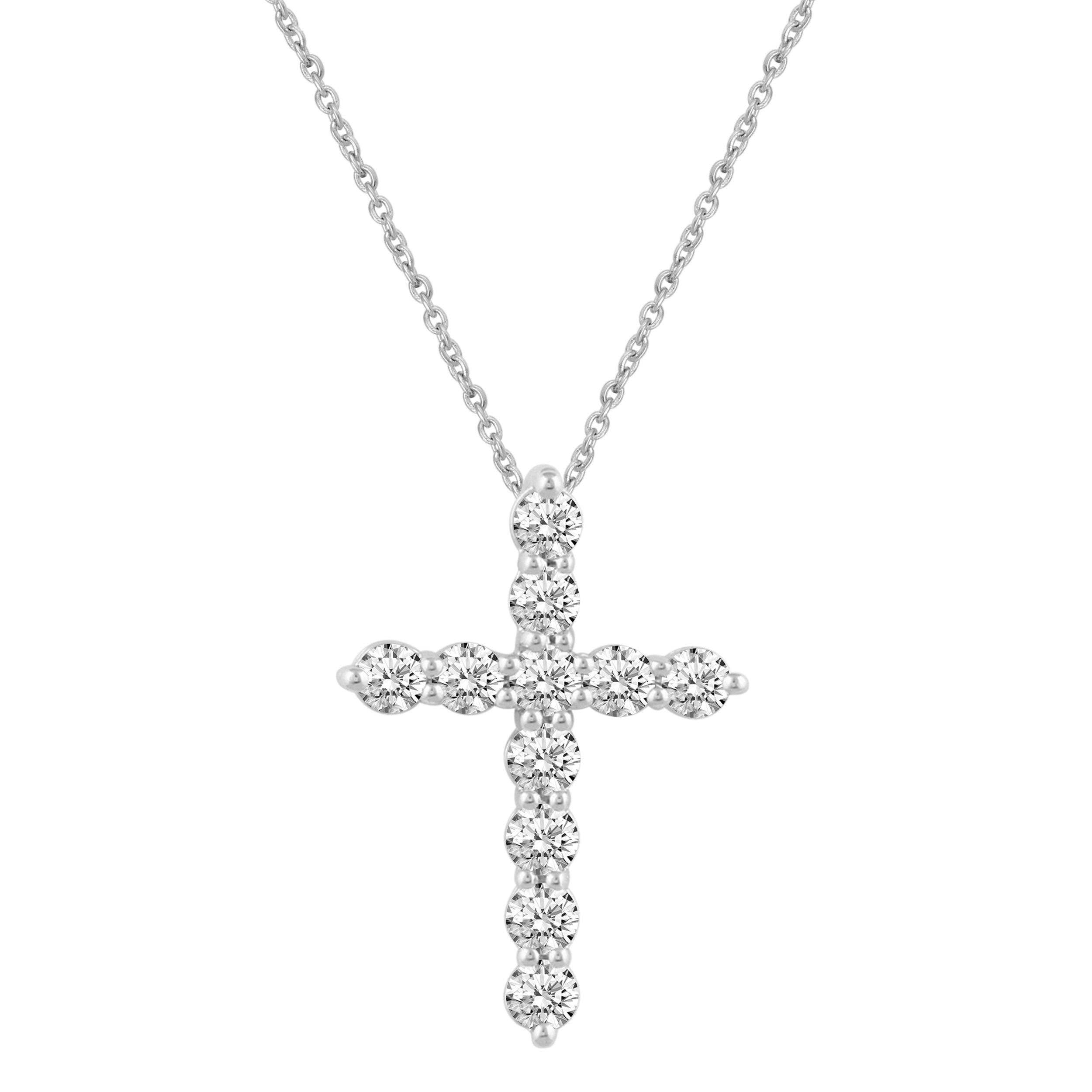Fifth and Fine - Wholesale Pendant/Charm Necklace - 1/5Cttw to 1.00Cttw Classic Diamond Cross Pendant in Silver16