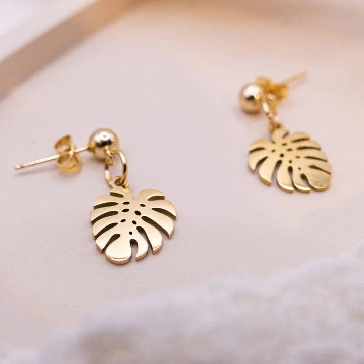 Orecchini Monstera in acciaio inossidabile - orecchini leggeri per la vendita all'ingrosso da parte di Tilda&Theo