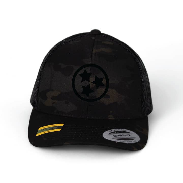 Cotton Mule - Wholesale Trucker Hat - Unisex - Black Silicone Tristar Trucker Hats