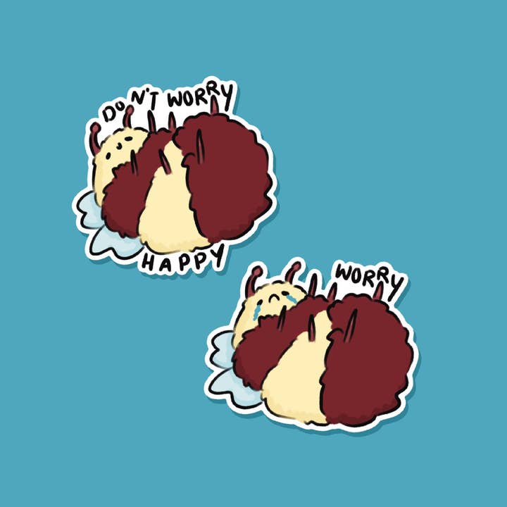 Ne t'inquiète pas, sois heureux Autocollant brillant inspirant pour la vente par contemporarycaroline