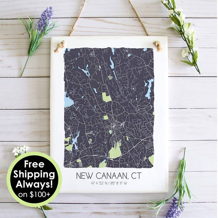 New Canaan Connecticut Map Wall Tile - Ceramic Tile Art for wholesale by Sparks House Co.