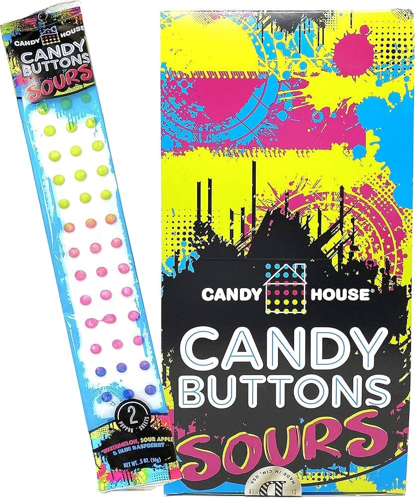 Royal Wholesale - Wholesale Hard Candy - Doscher's Candy House Sour Candy Buttons .05oz Wrapped 24ct0