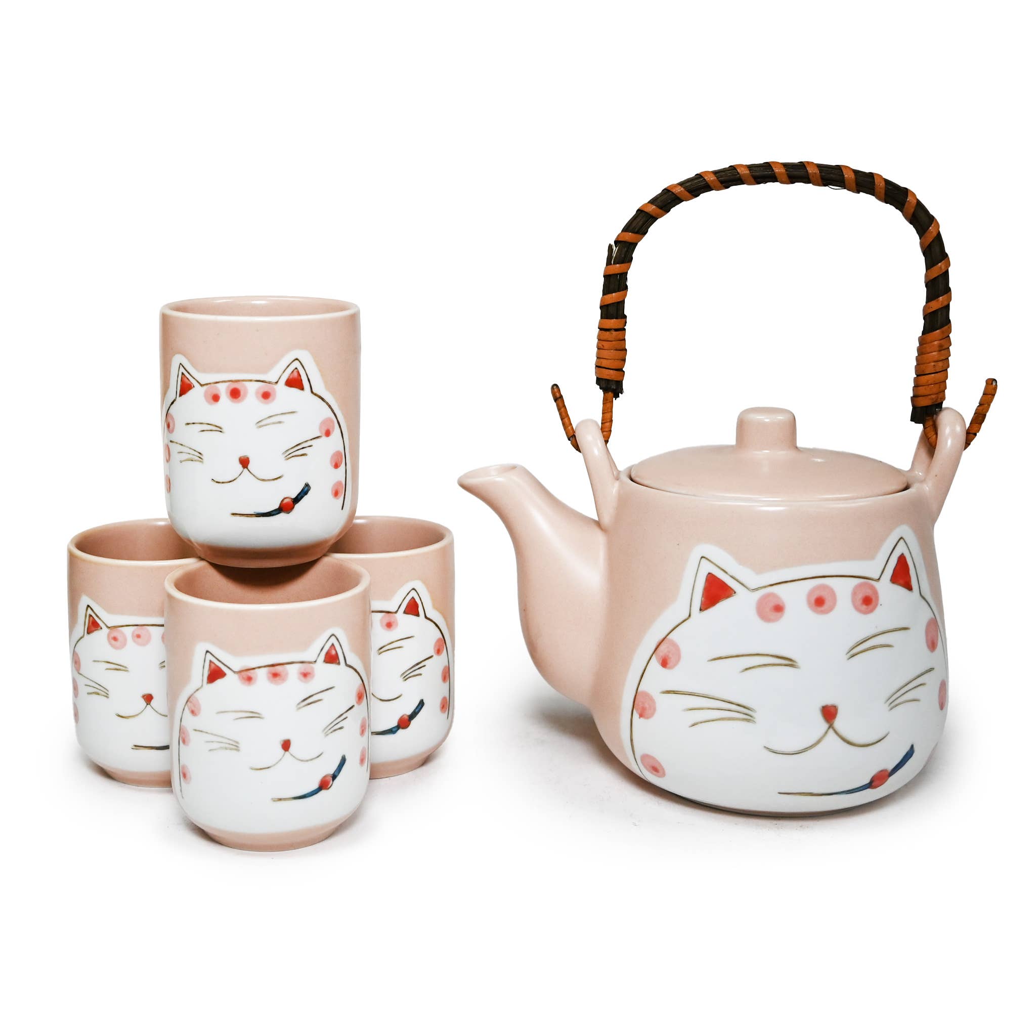 Fuji Merchandise Corporation - Wholesale Tea Set - TEA SET – PINK LUCKY CAT FACES0