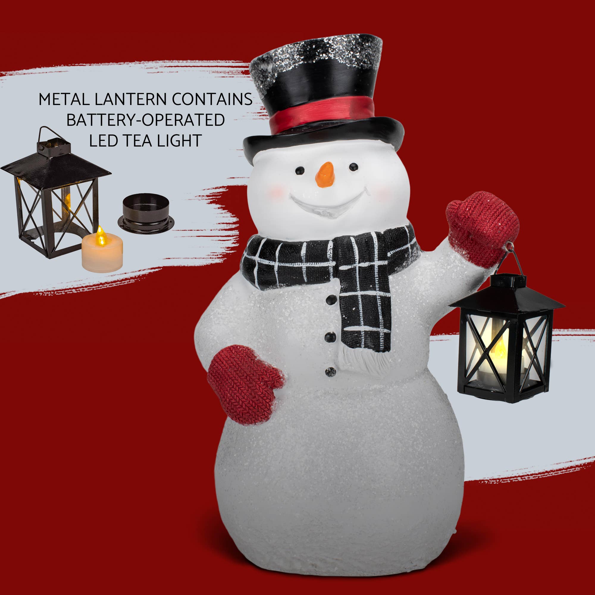 EAST AVENUE - Vendita all'ingrosso Ornamenti/decorazioni per esterni - Figura di benvenuto in resina LED Pupazzo di Neve con Cappello a Cilindro da 17 pollici4