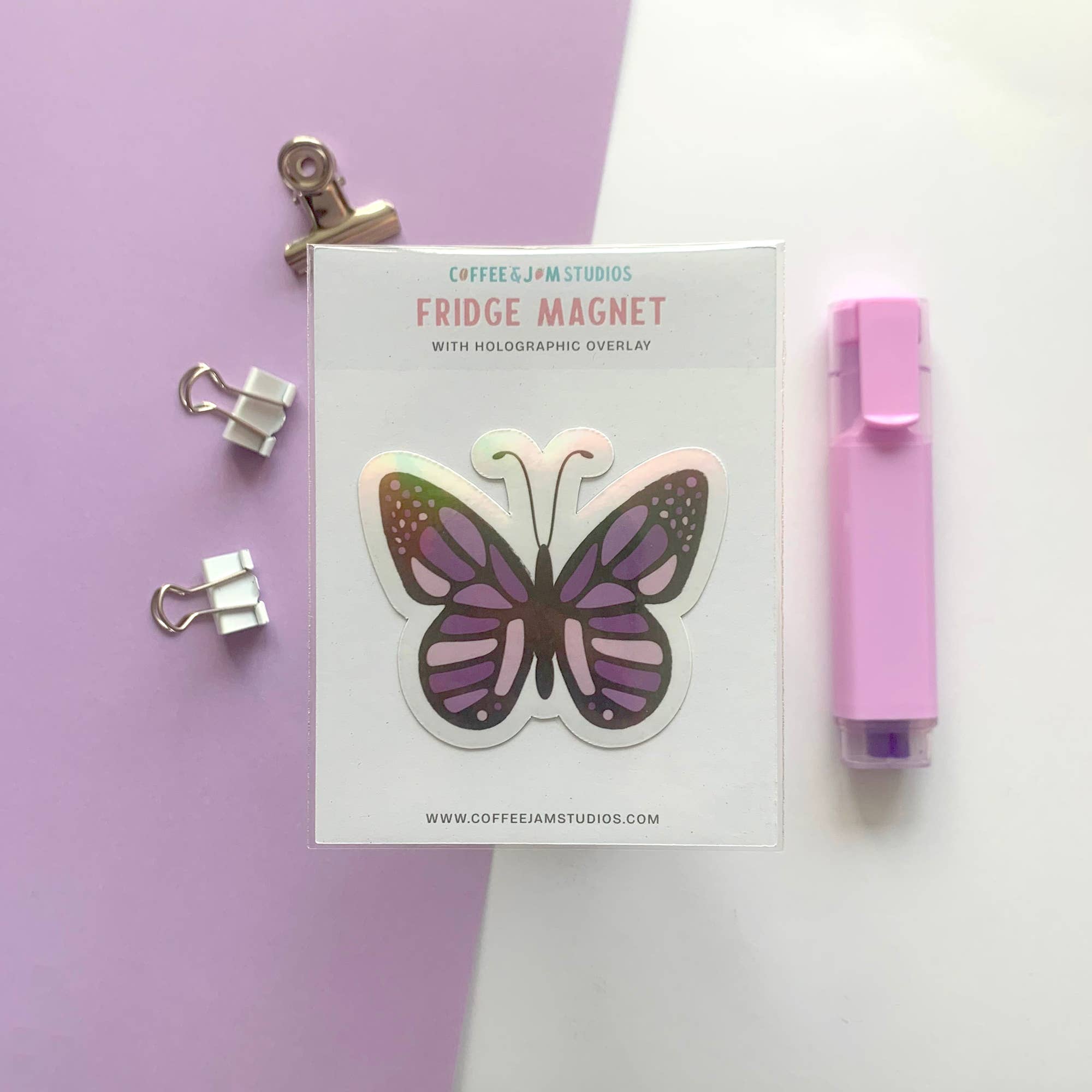 Coffee & Jam Studios – wholesale Magnet – Gothic Purple Butterfly – Fridge Magnet0