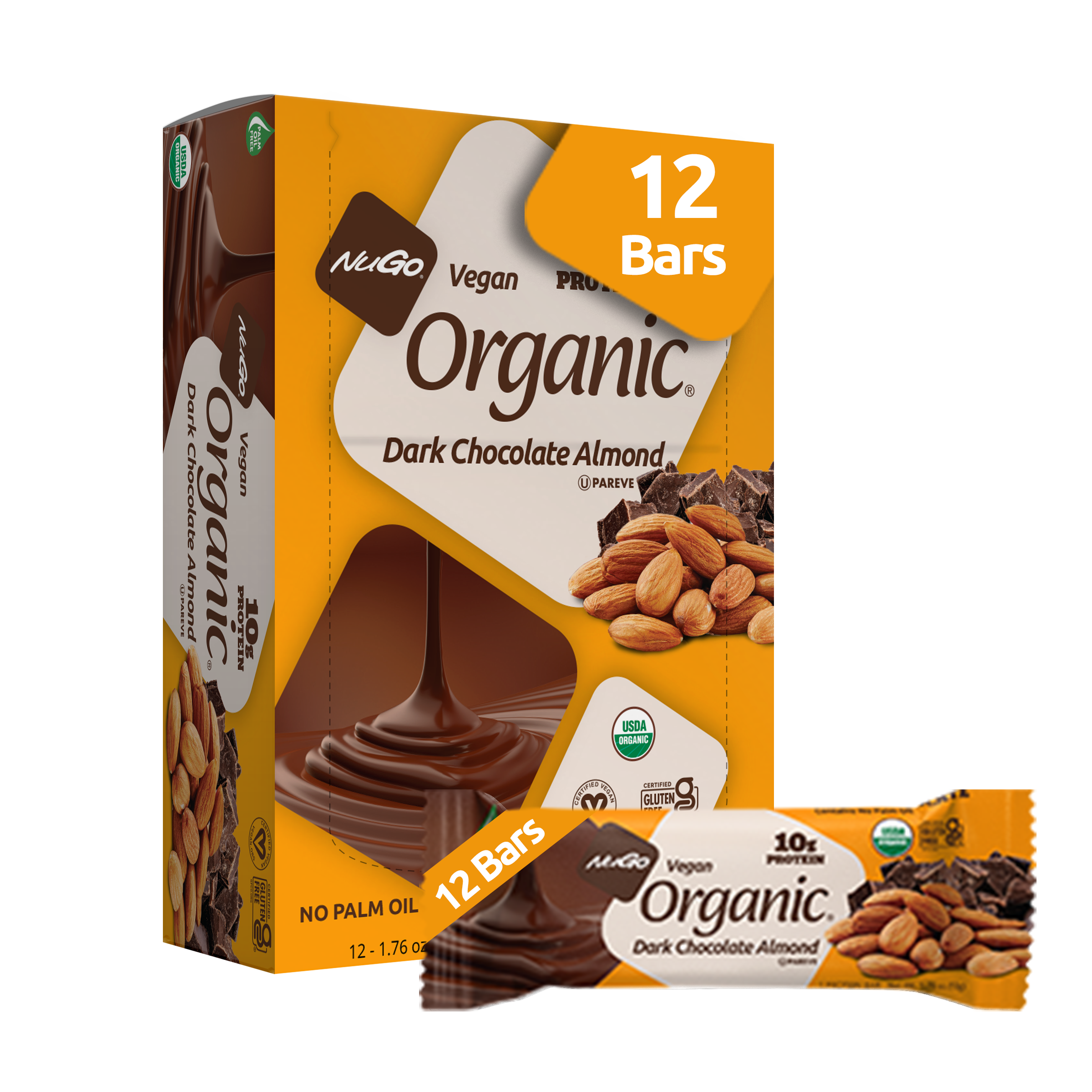 NuGo Nutrition - Wholesale Snack Bar - NuGo Organic Dark Chocolate Almond Protein Bar1