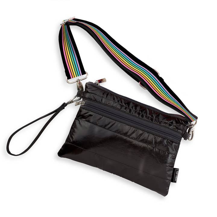 Black Puffer 3-in-1 (Belt/Crossbody/Pouch) Rainbow Track for wholesale by Top Trenz Inc