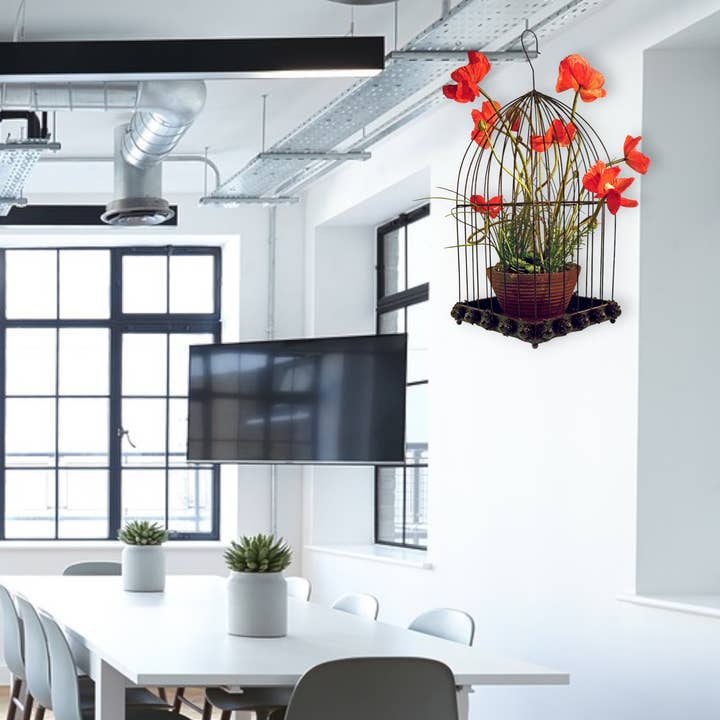 Wilco Home - Wholesale Bird house - Desert Rose Design Bird Cage With Hook/Removeable Tray2