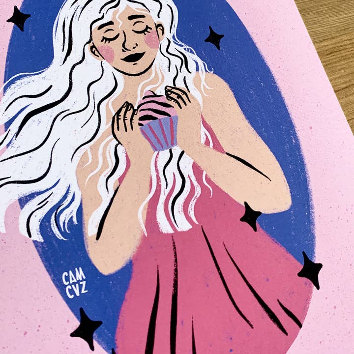 Camille Cauvez illustration et papeterie – Großhandel Poster – Sweet Lady | Poster zum Thema Gebäck, Kochen, Liebe, Kuchen
