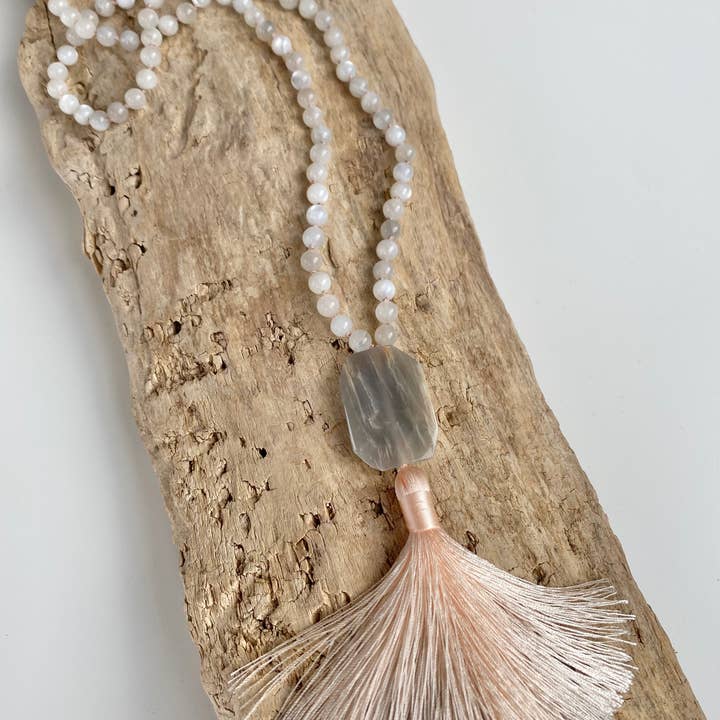 grey moonstone "meant to be" mala for wholesale by sarahannedipity