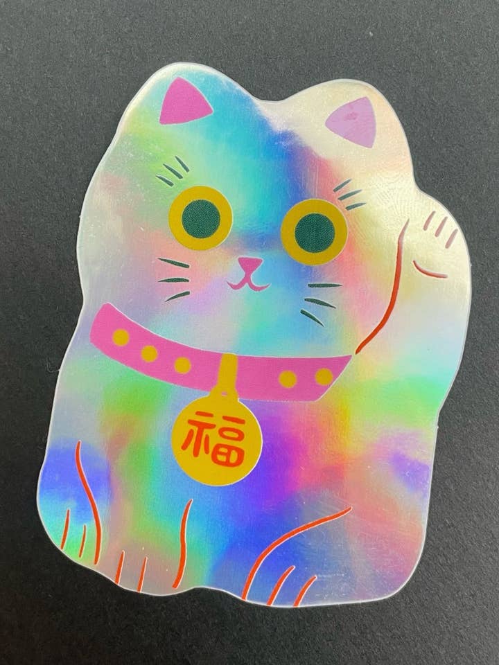 Lucky Cat Sticker for wholesale by naomi wilkinson illustration