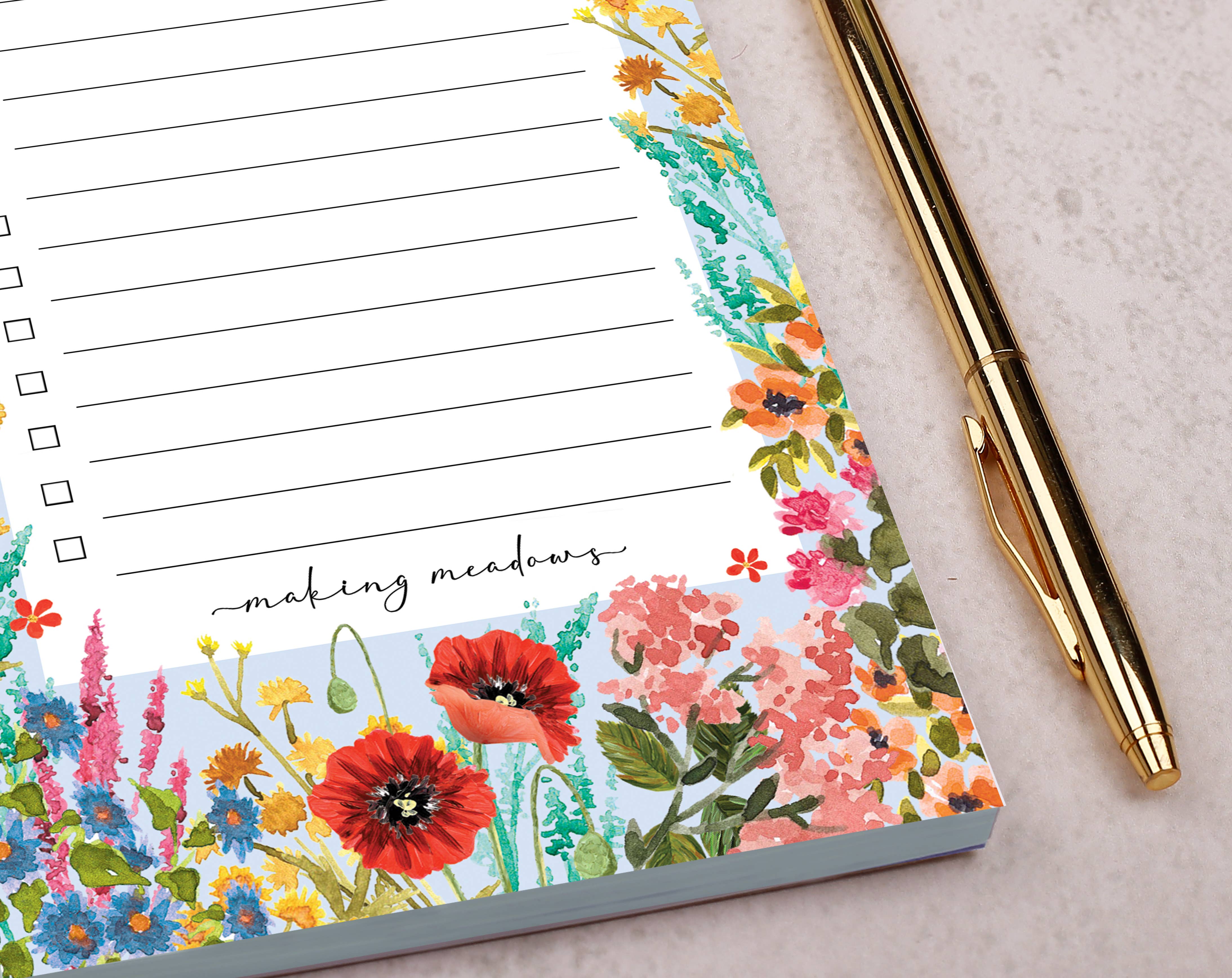 Making Meadows Ltd - Wholesale Notepad - To Do List | Stationery | Blue Floral Notepad Desk Pad2
