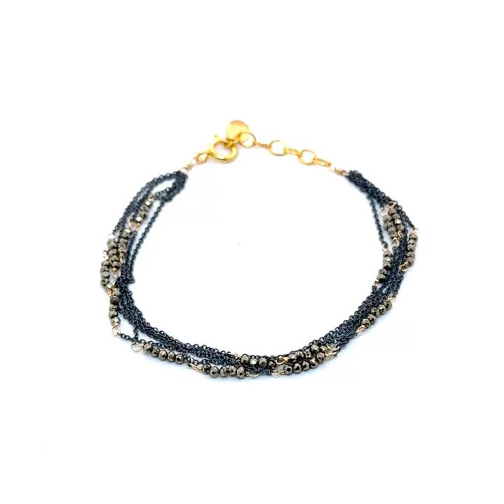 Multi Strand Pyrite Silver Bracelet for wholesale by Mabel Chong