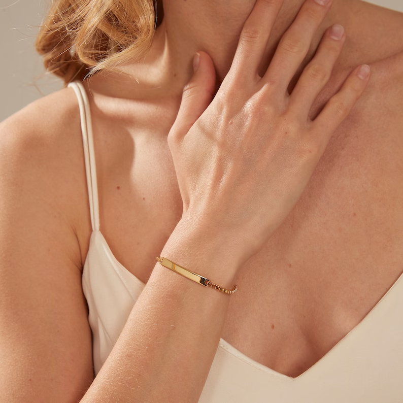 Perimade & Co. LLC - Wholesale Link & Chain Bracelet - Custom Engrave Box Chain Bar Bracelet in 925 Sterling Silver1