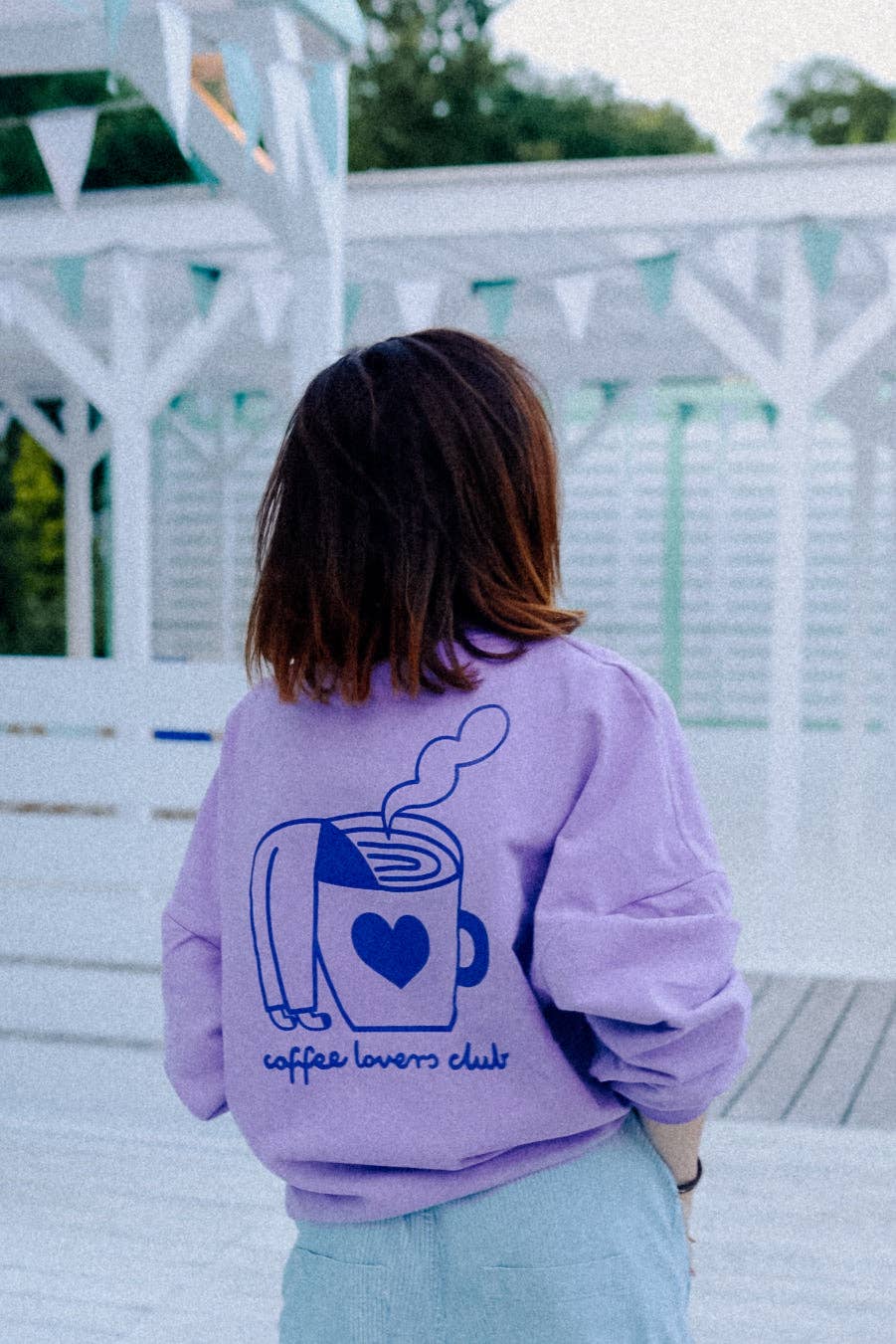 Dont Grow Up - Wholesale Graphic Sweatshirt - Women's - BIG COFFEE LOVER ON PURPLE - SWEATSHIRT (DELIVERY APPROX. 14 DAYS)3