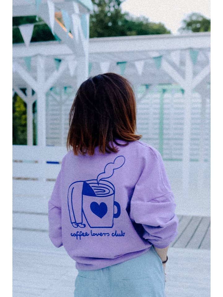Dont Grow Up - Wholesale Graphic Sweatshirt - Women's - BIG COFFEE LOVER ON PURPLE - SWEATSHIRT (DELIVERY APPROX. 14 DAYS)3