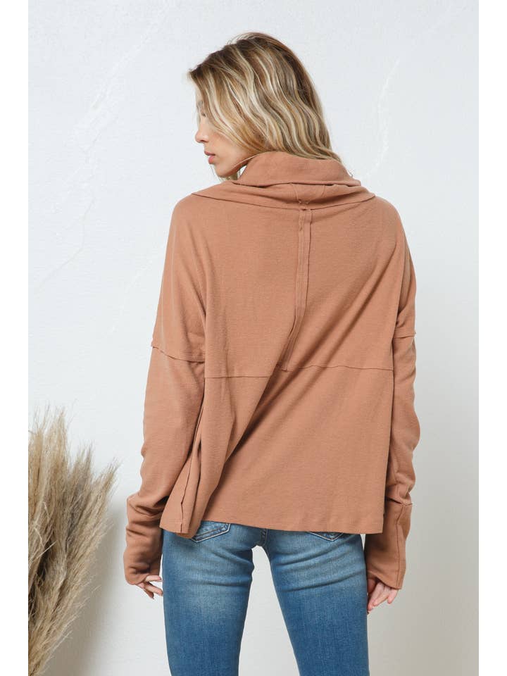 MAUVE 22066T - Oversized Brushed Cozy Turtle Neck Pullover for wholesale on Faire