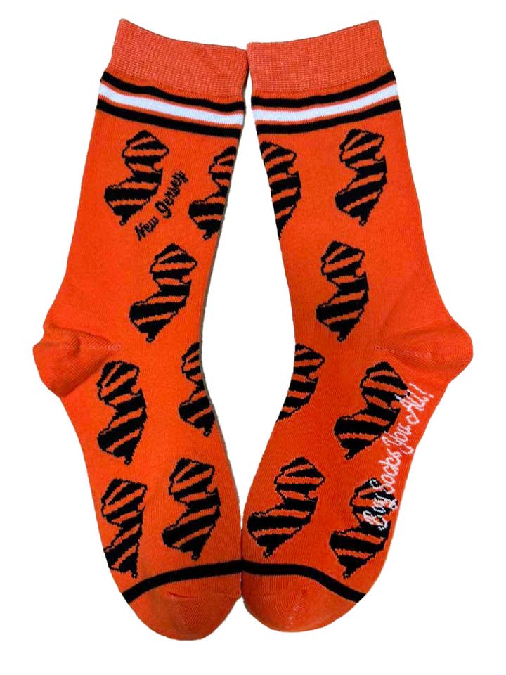 New Jersey Shapes in Orange and Tiger Stripes Womens Socks for wholesale by Buy Socks You All