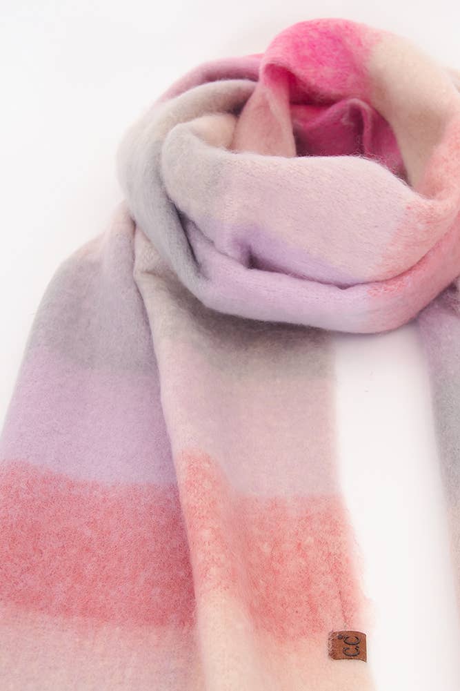 Hana - Wholesale Scarf - Women's - C.C Multi Color Block Plaid Check Pattern Woven Winter Scarf9